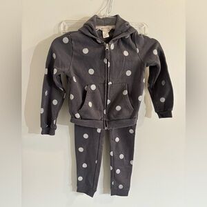 H & M Kids Grey Hoodie Sweatshirt & Sweatpants Silver Polka Dot Size 6x/7